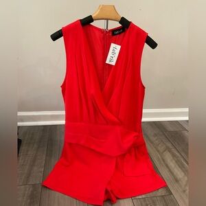 fab'rik Bright Red Sleeveless Wrap Romper